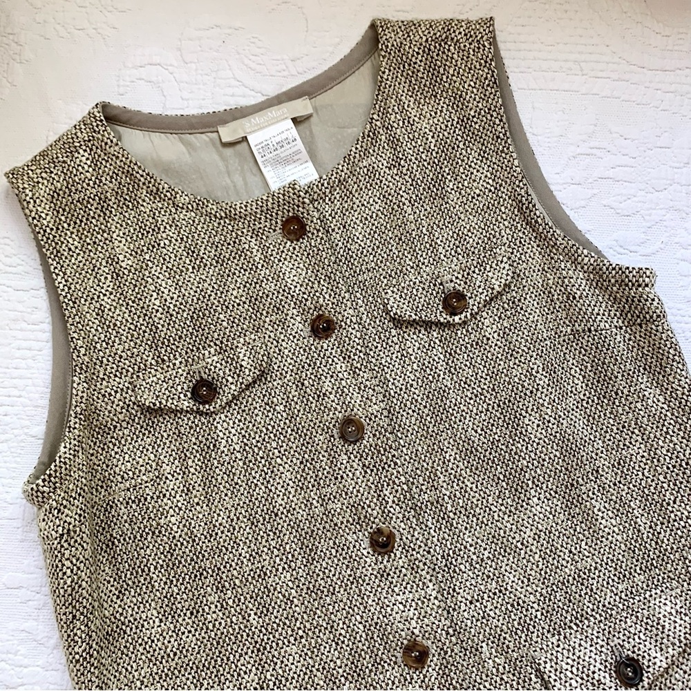 MaxMara Tweed Sleeveless Shift Dress with pockets US 14 - Picture 5 of 16